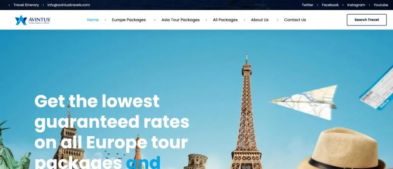 Avintus Travels website – client of Innovative Digital Lab